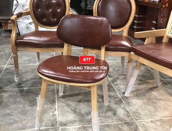 Ghế cafe gỗ nệm khung sơn giả đồng