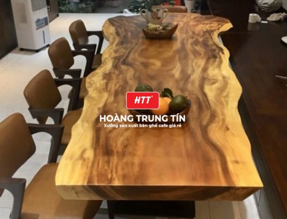 Bàn cafe gỗ me tây mặt chữ nhật