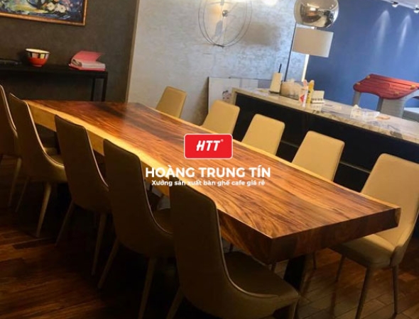 Bàn cafe gỗ me tây mặt chữ nhật