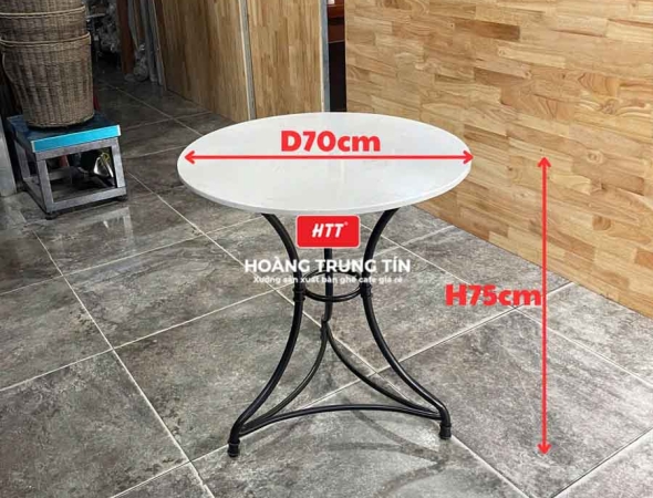 Bàn cafe chân sắt mặt đá HTT01