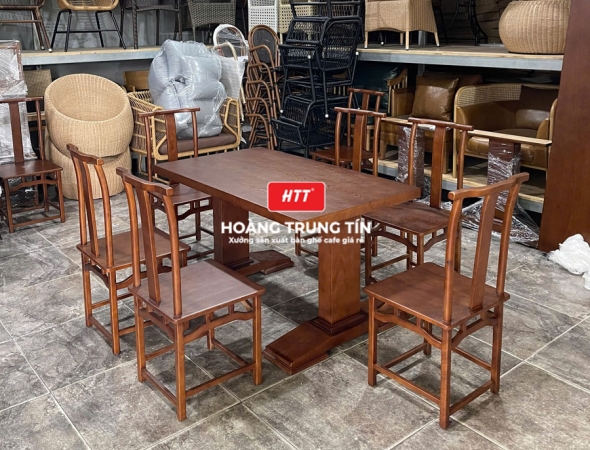 Bàn ghế gỗ nhà hàng cao cấp HTT01