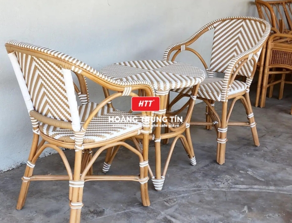Bàn ghế cafe nhựa giả mây HTT055