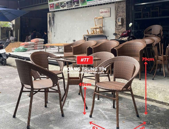 Bàn ghế cafe nhựa giả mây HTT101