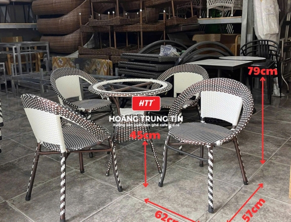 Bàn ghế cafe nhựa mây ngoài trời HTT04