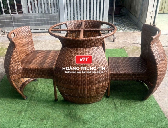 Bàn ghế nhựa giả mây ngoài trời HTT041