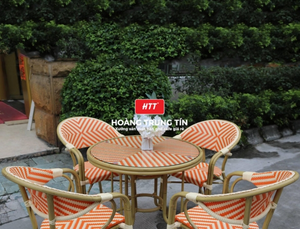 Bàn ghế nhựa giả mây ngoài trời HTT042