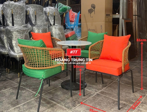 Bàn ghế cafe đan nhựa mây cao cấp HTT040