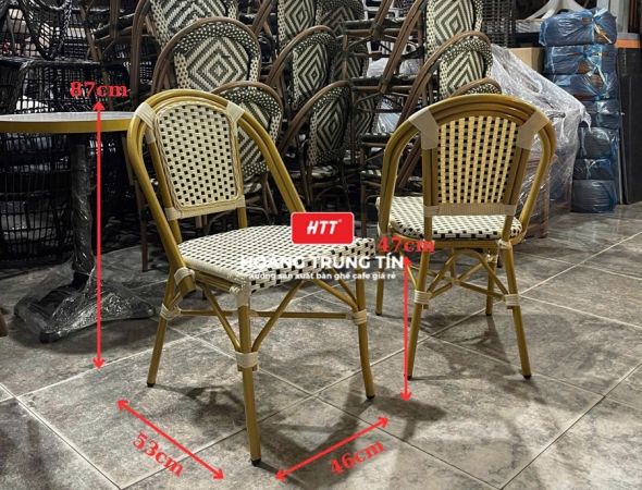Ghế cafe đan nhựa mây ngoài trời HTT038
