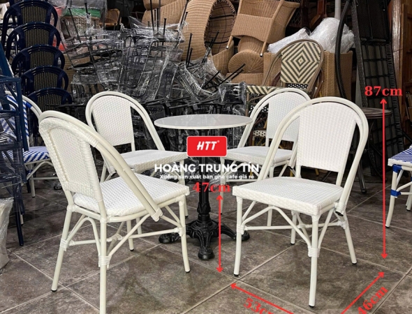 Bàn ghế cafe đan nhựa mây cao cấp HTT032