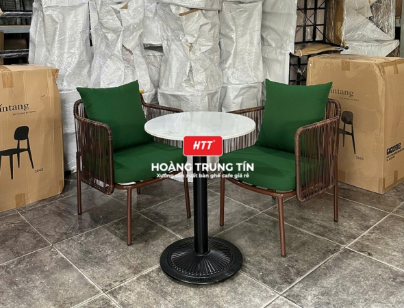 Bàn ghế cafe đan nhựa mây cao cấp HTT064