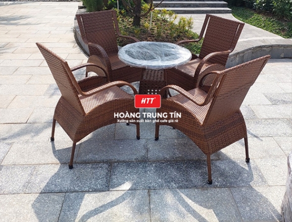 Bàn Ghế cafe Nhựa Giả Mây