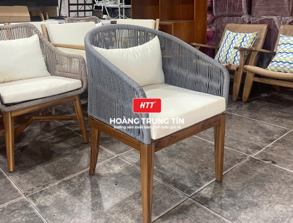 Bàn ghế cafe đan dây dù HTT02