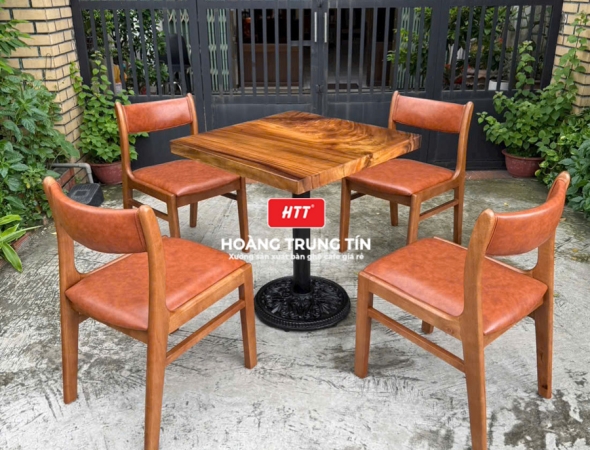 Bàn ghế cafe gỗ nệm cao cấp HTT54