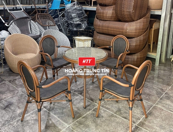 Bàn ghế cafe nhôm lưới ngoài trời HTT01