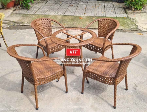 Bàn ghế nhựa giả mây ngoài trời HTT030