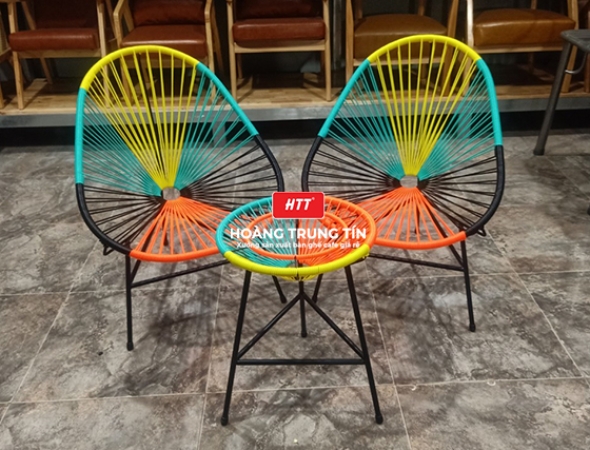 Bàn Ghế cafe Nhựa Giả Mây HTT007