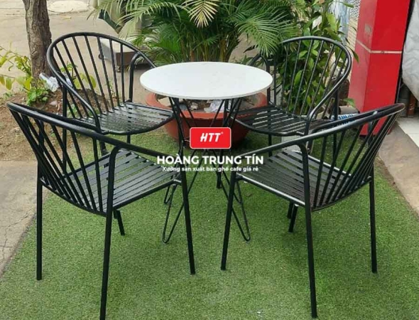 Bàn ghế cafe sắt ngoài trời HTT04