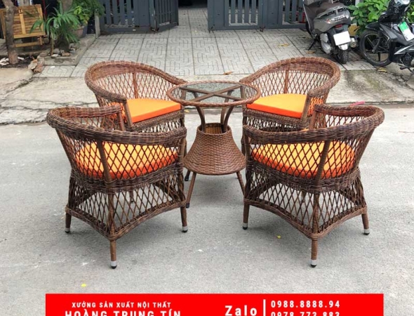 Bàn ghế nhựa giả Mây sân vườn