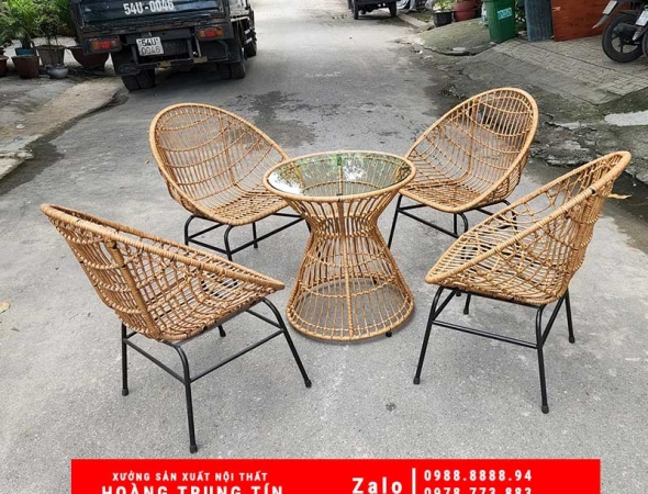 Bàn ghế nhựa giả Mây sân vườn