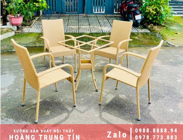 Bàn ghế nhựa giả Mây ngoài trời Giá Rẻ