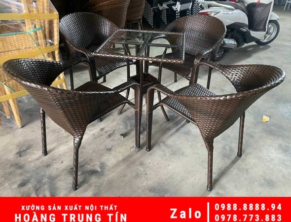 Bàn ghế nhựa giả Mây ngoài trời Giá Rẻ