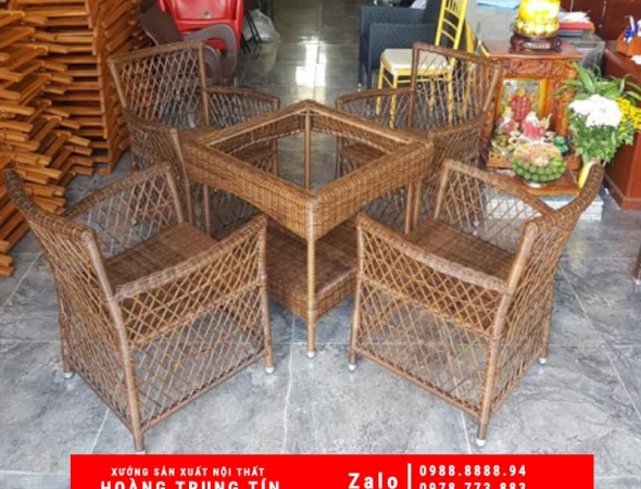 Bàn ghế nhựa giả Mây sân vườn