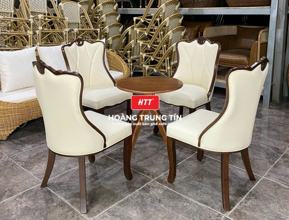 Bàn ghế cafe gỗ nệm cao cấp HTT41