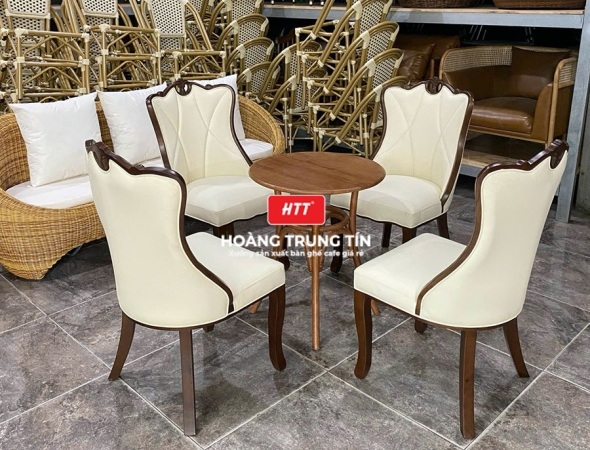 Bàn ghế cafe gỗ nệm cao cấp HTT41