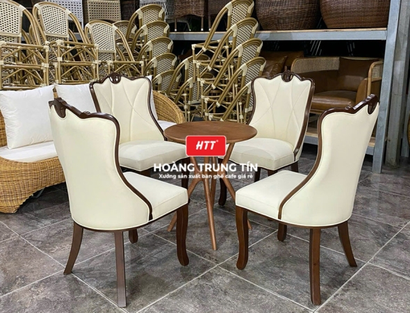 Bàn ghế cafe gỗ nệm cao cấp HTT41