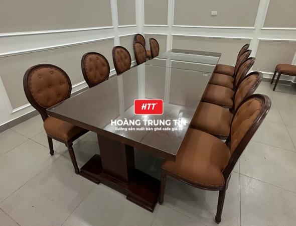 Bàn ghế nhà hàng gỗ nệm cao cấp HTT07