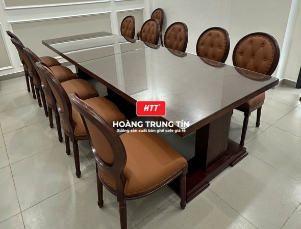 Bàn ghế nhà hàng gỗ nệm cao cấp HTT07