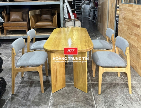 Bàn ghế nhà hàng gỗ nệm cao cấp HTT08