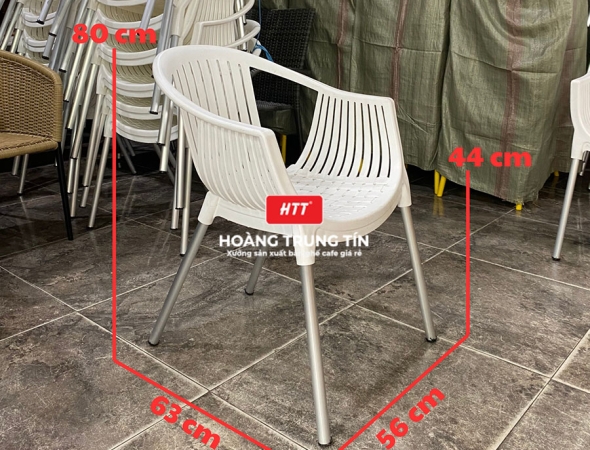 Bàn ghế cafe nhựa đúc chân nhôm HTT03