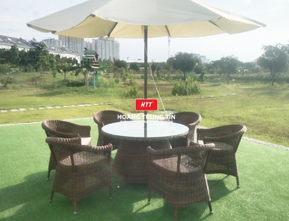 Sofa nhựa giả Mây dành cho cafe sân vườn