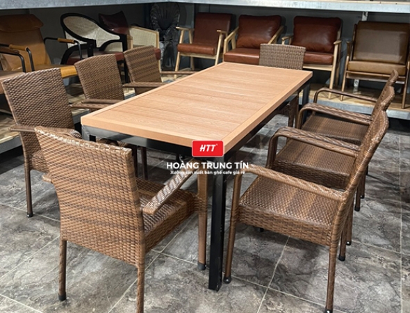 Bàn Ghế cafe Nhựa Giả Mây HTT016