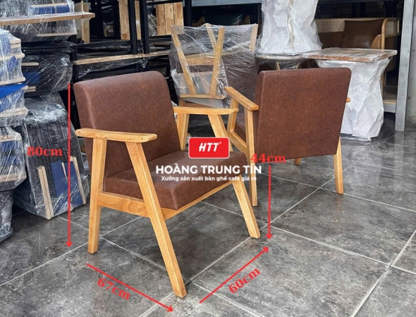 Ghế cafe gỗ nệm cao cấp HTT49