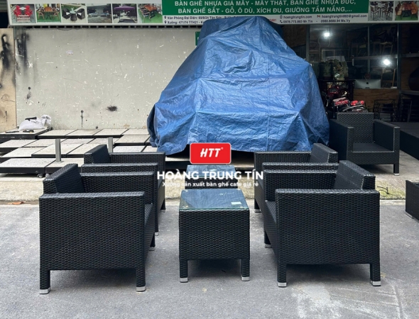 Bàn ghế nhựa giả mây ngoài trời HTT060
