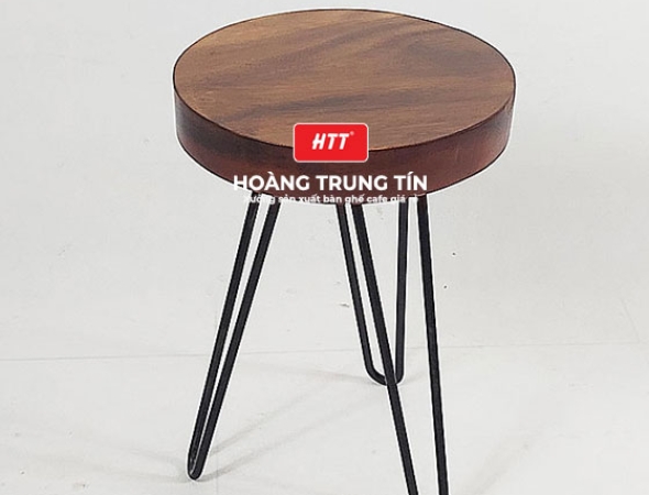 Bàn cafe gỗ me tây mặt bàn tròn