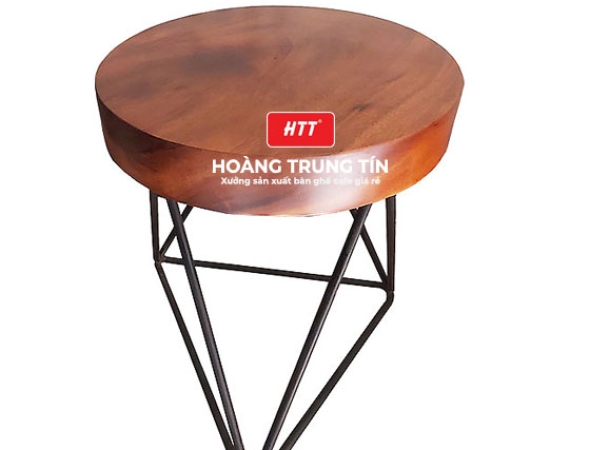 Bàn cafe gỗ me tây mặt bàn tròn