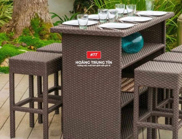 Bàn Ghế Bar Nhựa Giả Mây cao cấp Giá Thanh Lý