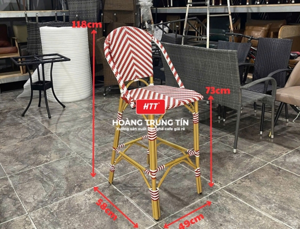 Ghế bar đan nhựa mây ngoài trời HTT003