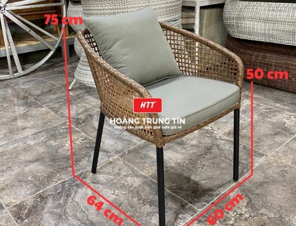 Ghế cafe đan nhựa mây ngoài trời HTT012
