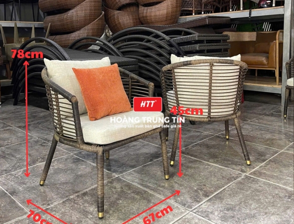 Ghế cafe đan nhựa mây HTT01