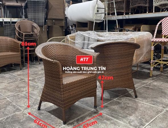 Ghế cafe đan nhựa mây ngoài trời HTT041