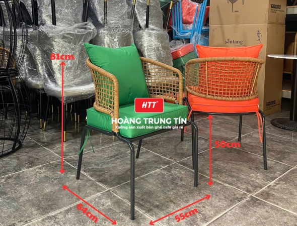 Ghế cafe đan nhựa mây ngoài trời HTT043