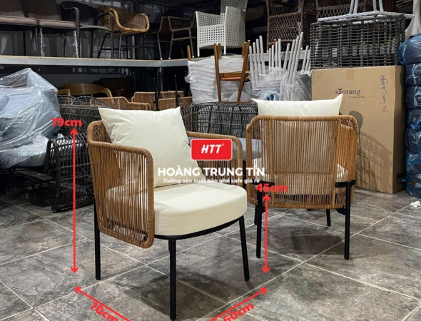 Ghế cafe đan nhựa mây ngoài trời HTT044