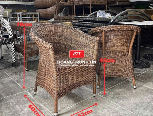 Ghế cafe đan nhựa mây ngoài trời HTT037