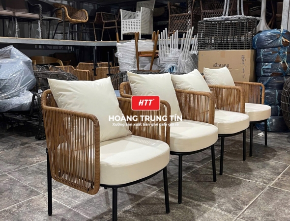 Ghế cafe đan nhựa mây ngoài trời HTT044