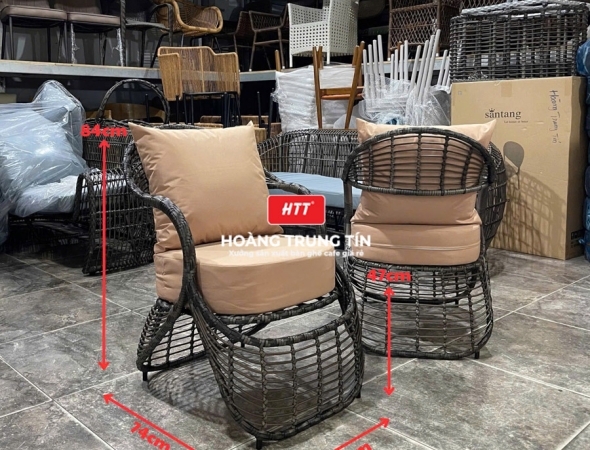Ghế cafe đan nhựa mây ngoài trời HTT045