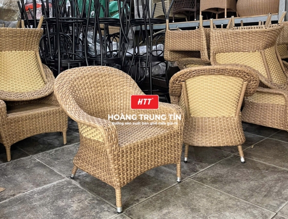 Ghế cafe đan nhựa mây ngoài trời HTT052